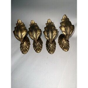 4 Vintage Brass Leaf Curtain Tie Back Curtain Holder Decorative
